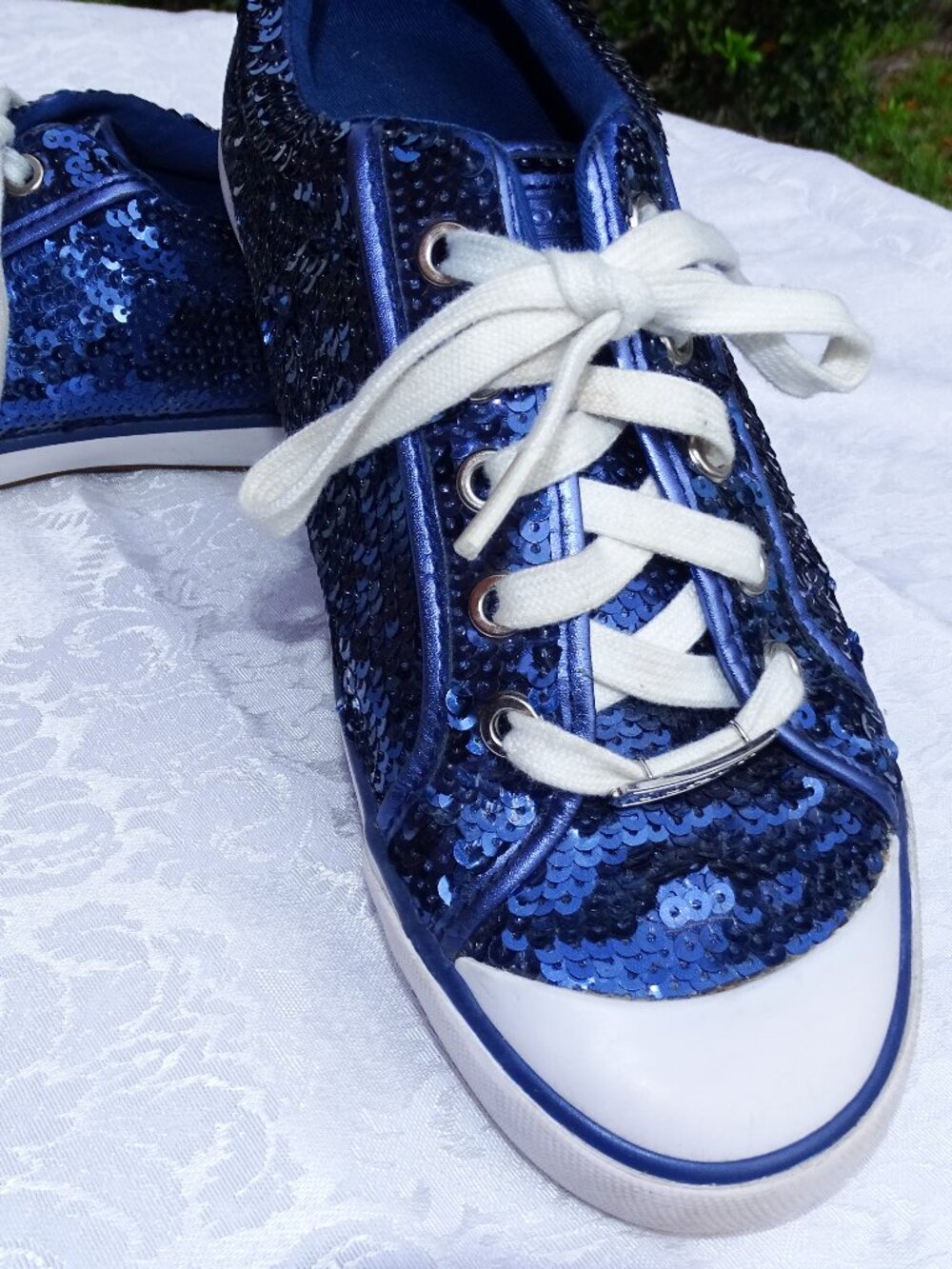 Coach Blue Sequin Tennis Shoes 9B - Picture 3 of 10